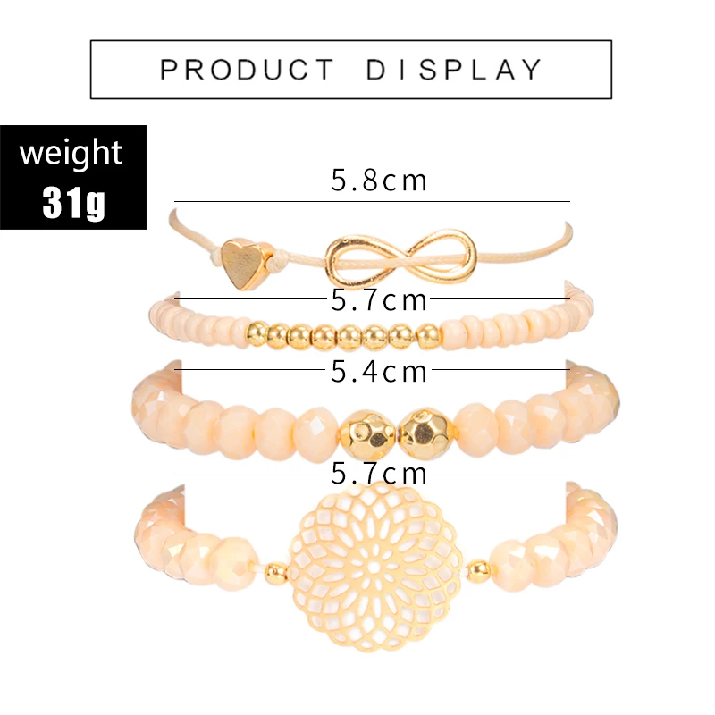 Bracelet Jewelry docona Boho Heart Orange Beadeds Bracelet Set for Women Flower Chains Adjustable Bracelet Bangle Bransoletka 4019