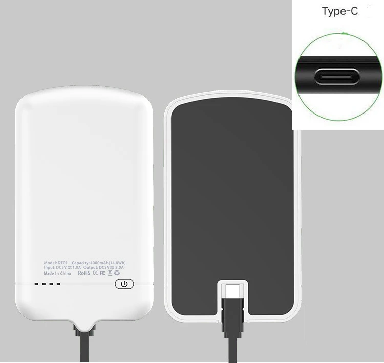 Тонкий чехол для зарядного устройства для Motorola Moto G5, G5S, G6, G7 Plus, E5, P40, Z4 Play ONE power Bank, чехол для зарядки, задняя крышка - Цвет: TypeC-White