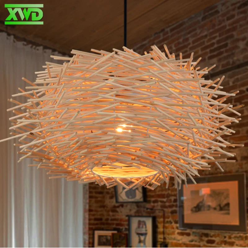Koop Landelijke Stijl Vogelnest W Hanglamp Koffie Huis Eetzaal Foyer E27 Lamphouder 110  240V Indoor Verlichting Gratis Verzending