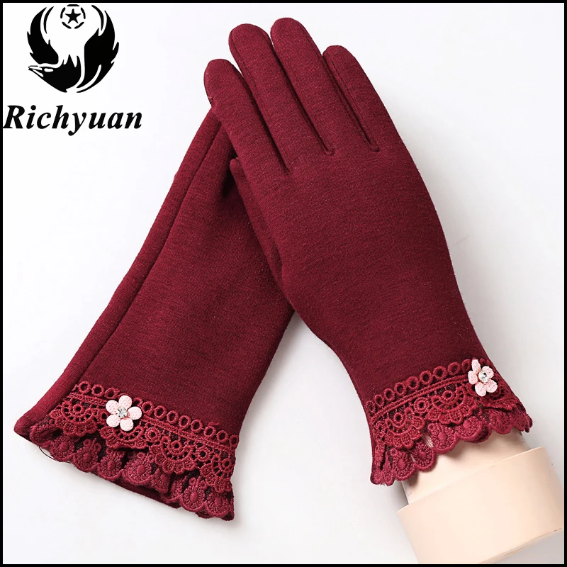 2017 Women Lace Gloves Sexy Summer Autumn Full Lace Flower Vintage