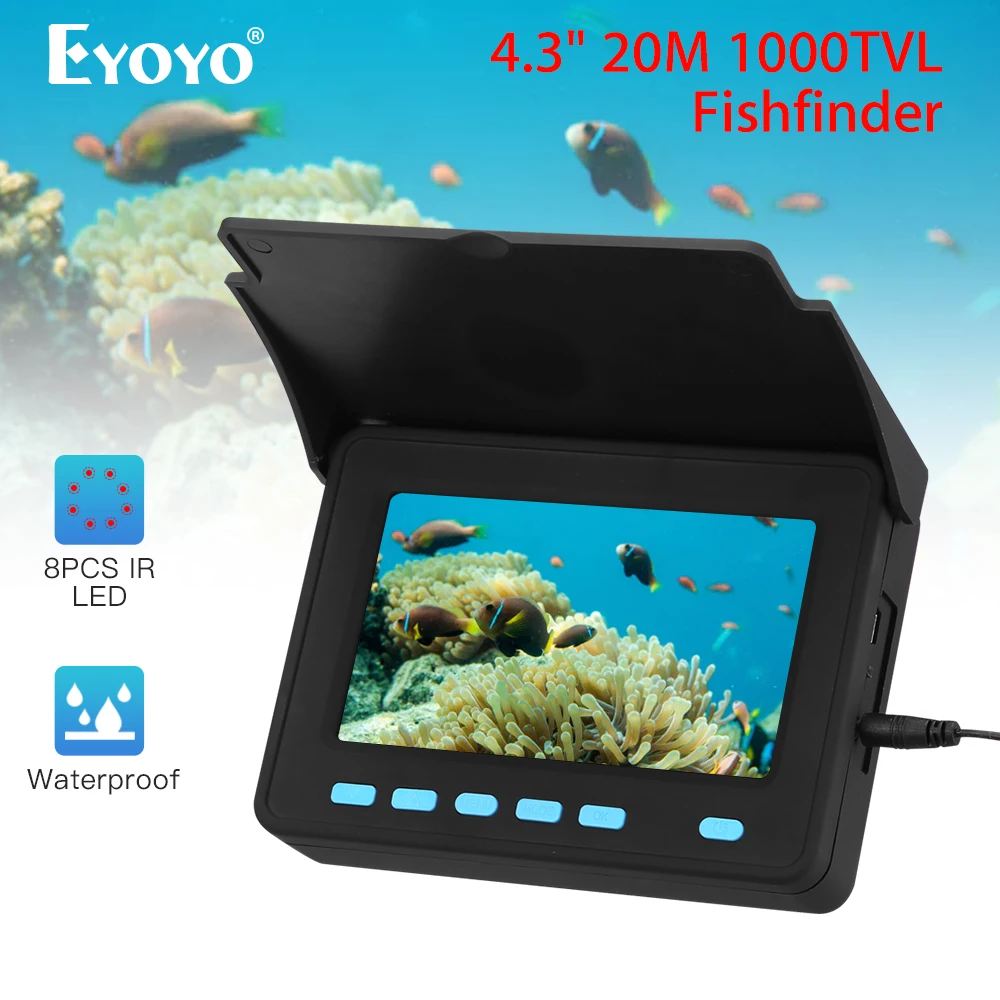 

Eyoyo Updated 20M Underwater Video Camera Ice fishing CAM fish finder IP68 Infrared LED 10000mah Battery camara pesca