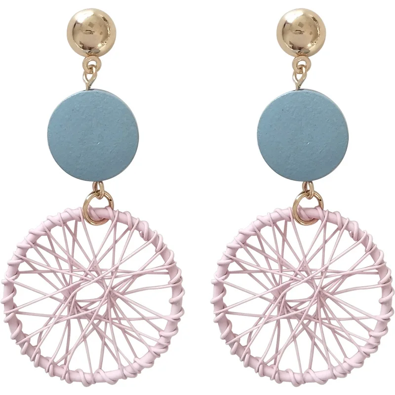 

Reticular Round Dangle Earrings for Women Wooden Simple Fashion Earrings Modern Creative Party Jewelry Best Gift Female