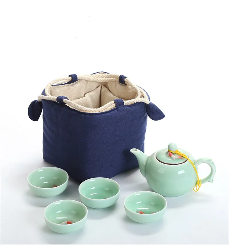 XMT-HOME чайный набор, тканевый пакет для одного чайника, две чашки/четыре чашки, портативный хлопковый льняной чайник, завязанные чайные чашки, сумка, 1 шт