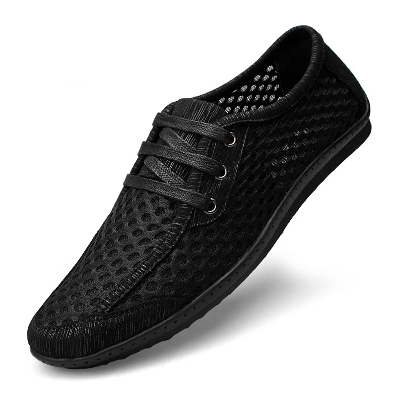 HECRAFTED Летняя обувь мужская мода размер 37~ 46 комфортный дышащий повседневный обувь# AB702 - Цвет: Black