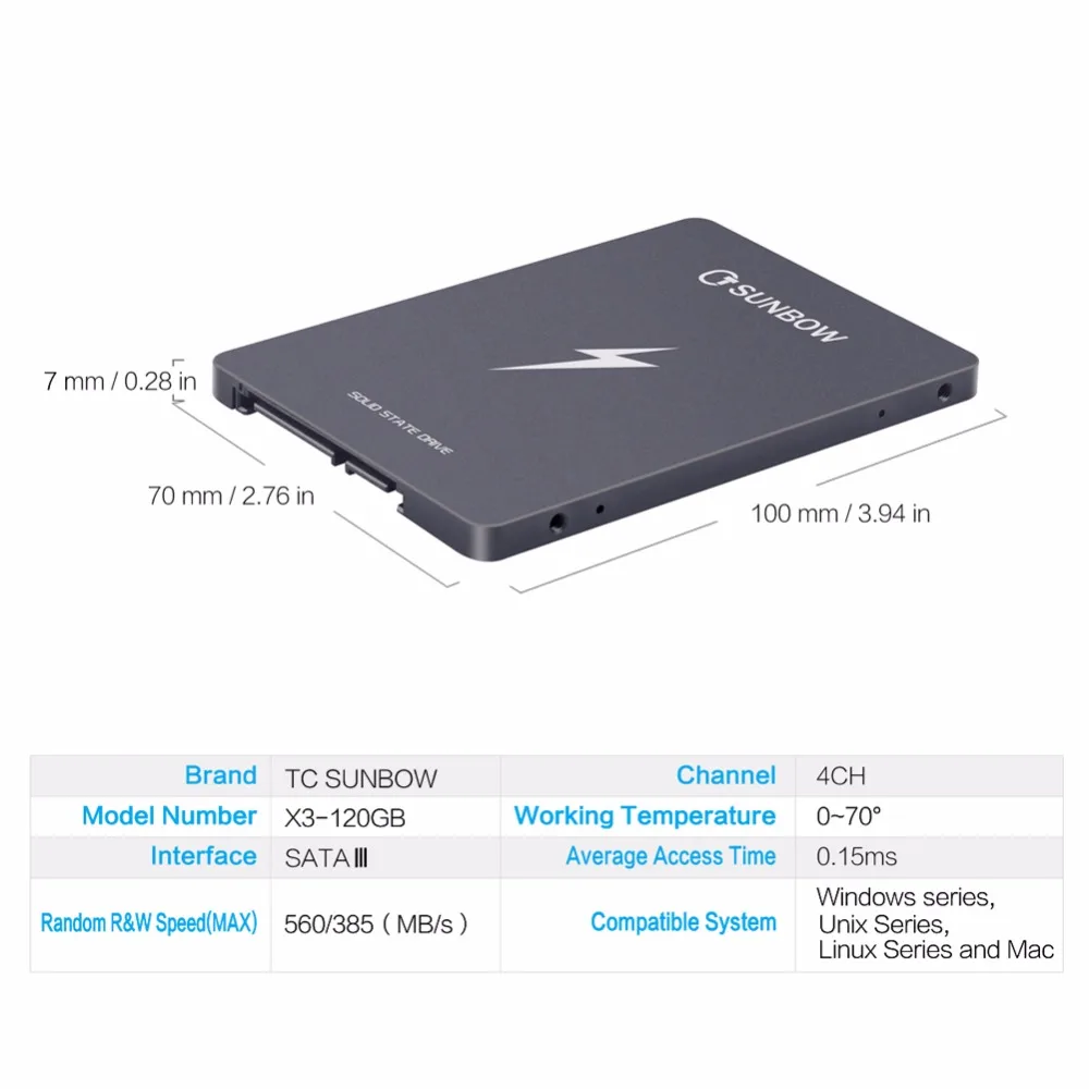 (X3-120GB) TC-SUNBOW internal Solid State Drive 2,5 дюйма SATA3 120 ГБ жесткий диск