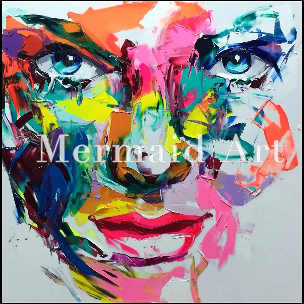 Hand Painted Abstrak Kanvas Lukisan Francoise Nielly Keren Wajah