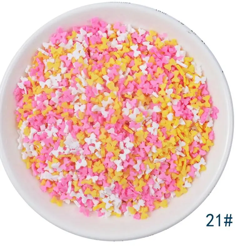 50g/lot Cute Hot Selling Clay Sprinkles, Colorful Heart Five Star Bow Candy Sprinkles for Crafts Making Slimediy - Цвет: 21