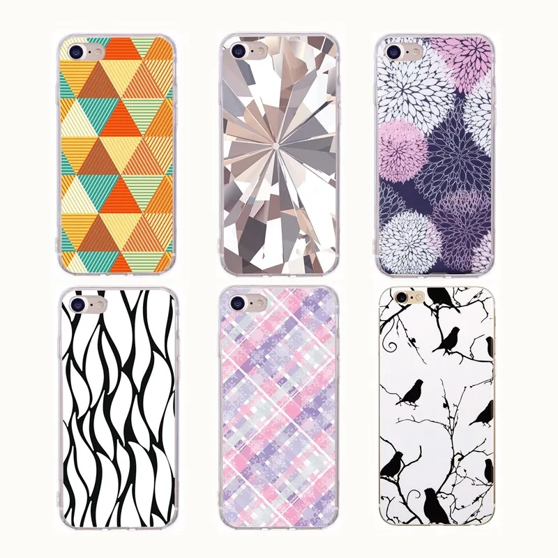 

Luxury Crystal Diamond Soft Silicon Phone Case Capa For iPhone 7 8 6S X 6 8 Plus 5 5S SE Geometric Back Cover Funda Coque