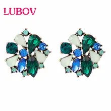 LUBOV – boucles d'oreilles multicolores en cristal, strass, fleur, couleur or, Piercing, tendance pour femmes, bijoux de fête de mariage