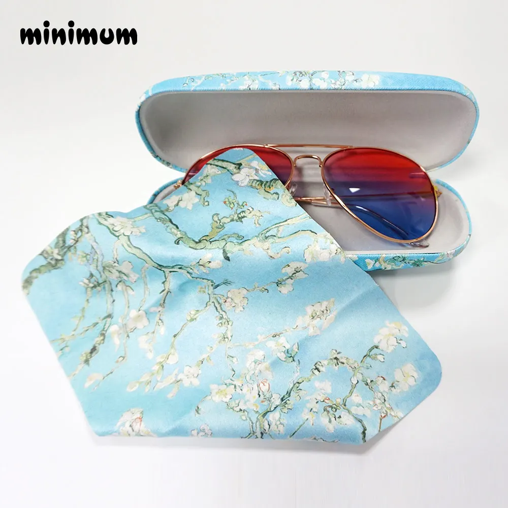 MINIMUM Retro oil painting sunglasses case with Glasses Cloth Microfiber Clean Lens Dust Wiper Camera Screen Cleaner Soft Suede