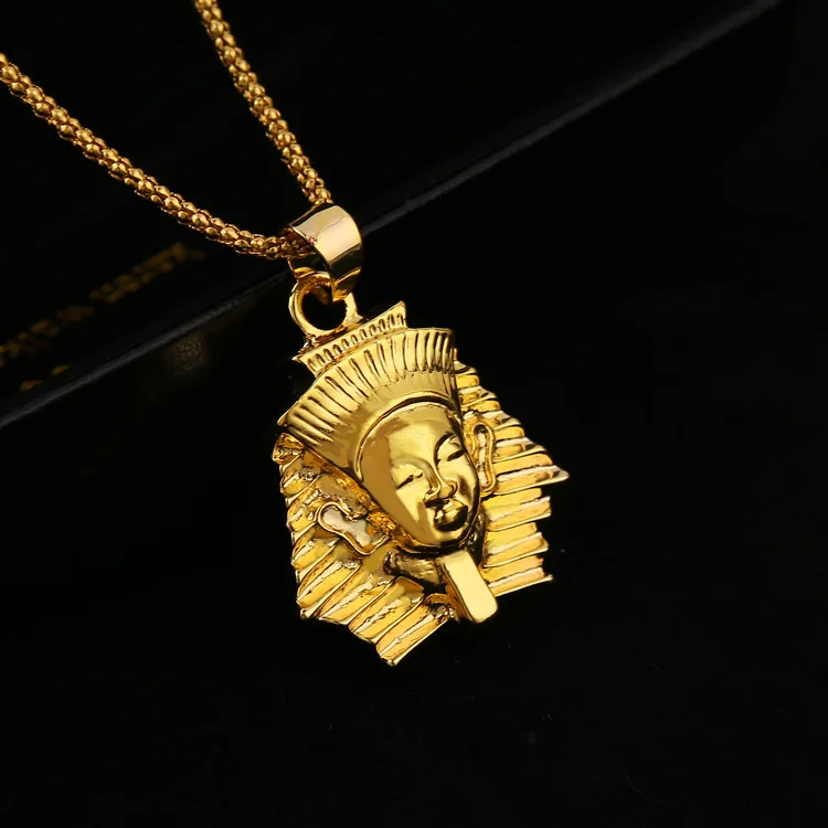 2016 New Gold Filled Egypt Pharaoh King Pendant Necklace for Women Men
