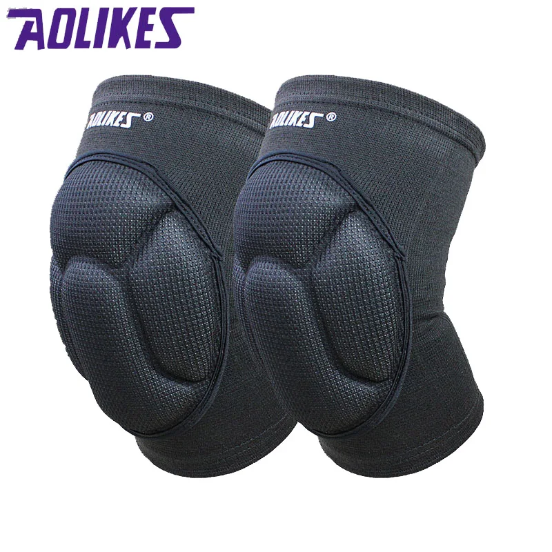Aolikes 1 زوج سماكة كرة القدم الكرة الطائرة الرياضة المتطرفة منصات الركبة هدفين دعم حماية الدراجات الركبة حامي نيباد