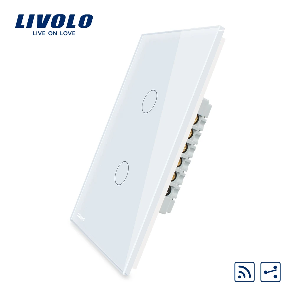 Manufacturer Livolo AC 110 250V Wall Light Touch Screen Switch 2Gang 2Way Remote Function VL C502SR