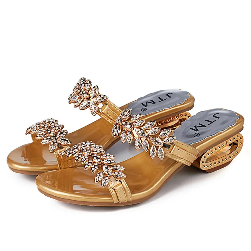 

Women Rhinestone Slipper Sexy High Heels Sandals Crystal Party Shoes Flip Flops Chaussures Femme Zapatos Mujer Wedges Shoes