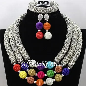 

African Bridal Beads New Nigerian Beaded Jewelry Fashion Design Free Shipping NCD161