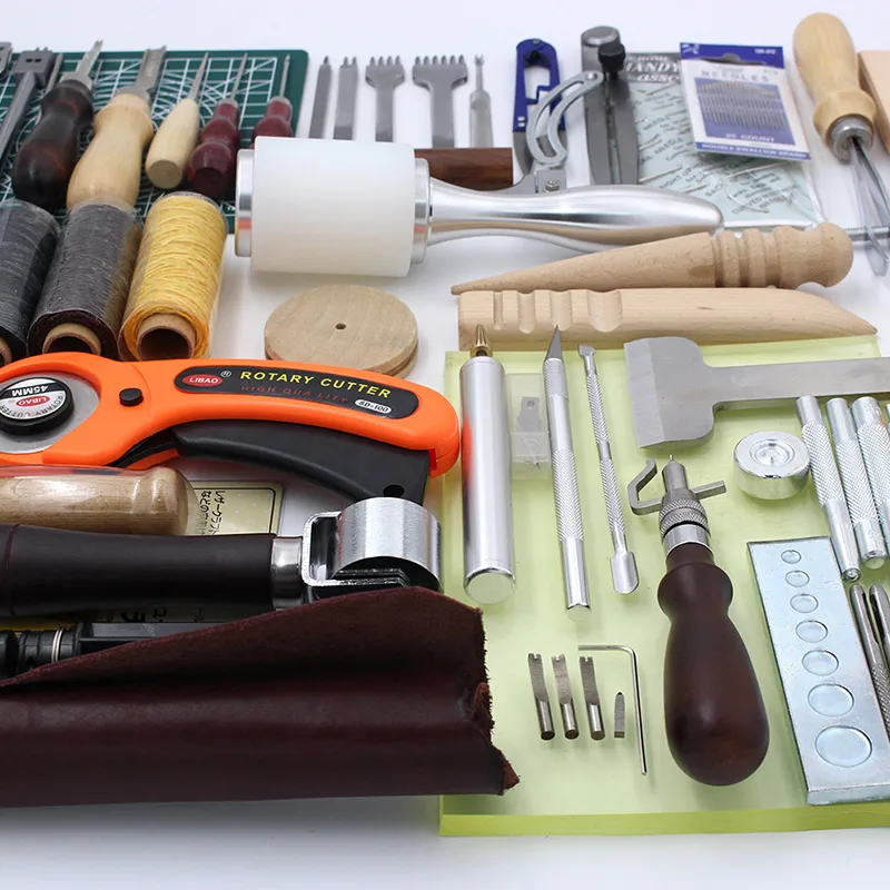 49 шт. набор инструментов для шитья кожи DIY ручные инструменты для шитья с нарезным швом кромки Creaser холст кожевенное ремесло