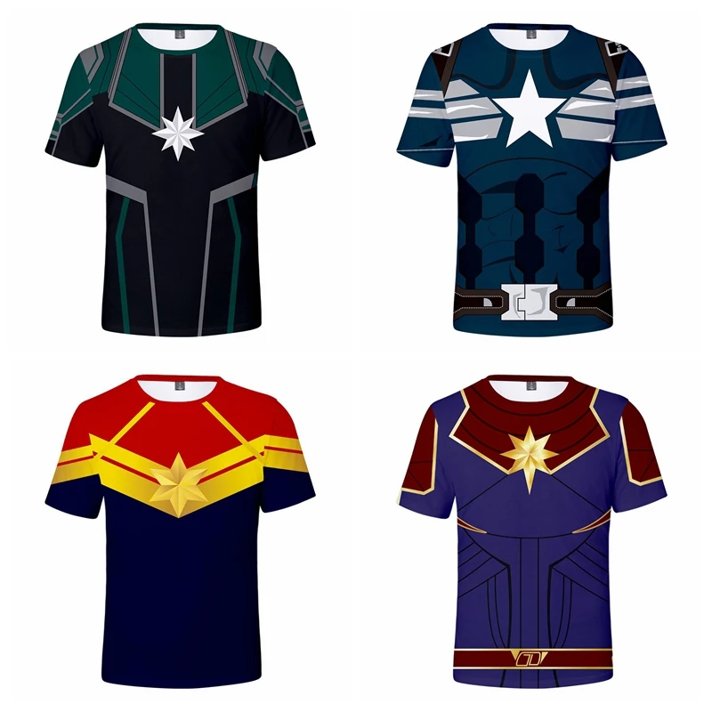 

New children clothes captain marvel 3D printing T-shirt short-sleeved boy girls superhero shirts Avengers 4 blouse final battle