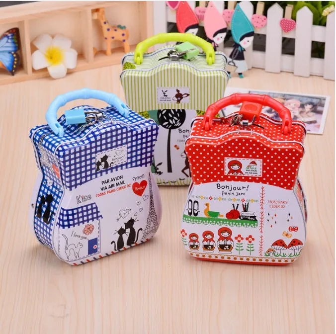 

Cartoon Iron Love Bag Piggy Bank Coin Bank Money Box Saving Money saving tank Pen container Home Decor Favor Gift For Girl Kids