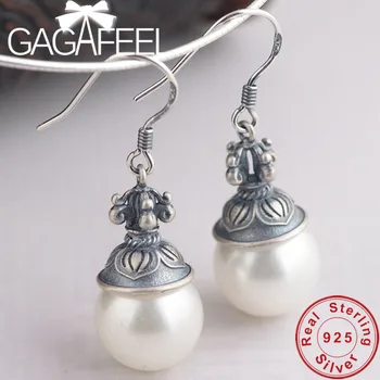 

GAGAFEEL 100% Real 925 Sterling Silver Drop Earrings Vintage Beads Earring for Women Female Wholesale High Quality
