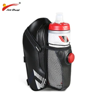

JS Bicycle Bag Mounted Under Saddle Black Waterproof Water Bottle Pocket with Safety Rear Light MTB Bike Cycling Seat Tail Bag