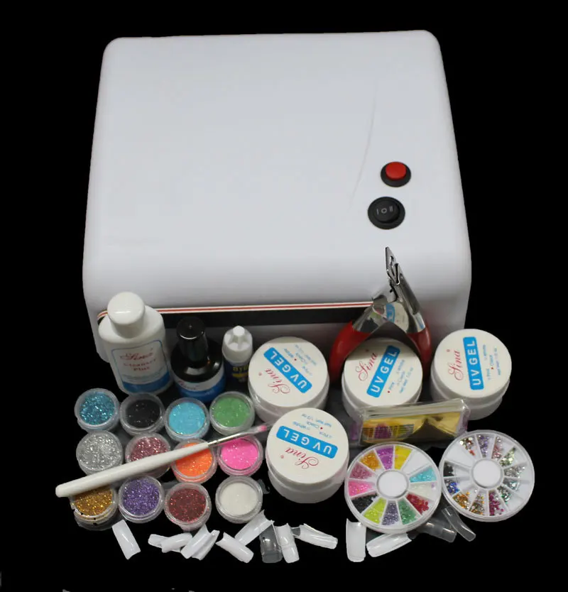 

ATT-122 free shipping 36W White UV Lamp Gel Polish Curing Dryer Light Acrylic UV Nail Art Kit Set