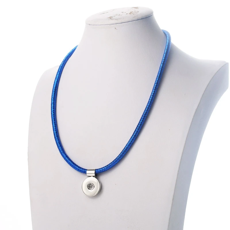 Новая мода оснастки ювелирные изделия 18 мм сияющее ожерелье с кнопкой винтажное магнитное оснастка кулон ожерелье женские ювелирные изделия - Окраска металла: N150-BLUE