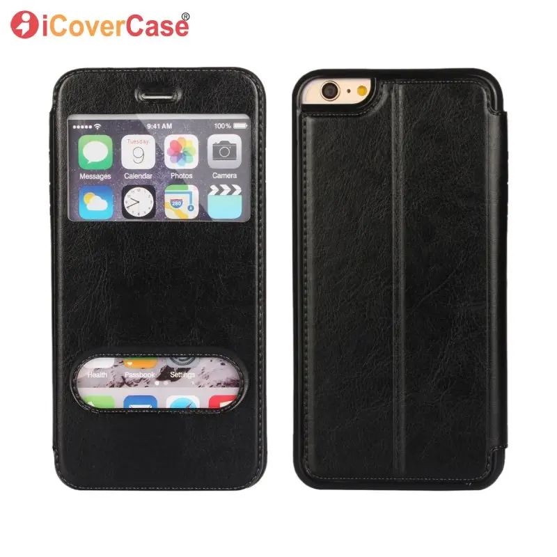 

Phone Case For iPhone 8 7 6S Plus SE 5S Cover Bag Smart Answer Window View Magnetic Flip Leather Coque For iPhon 5SE 5 S 6 7 8