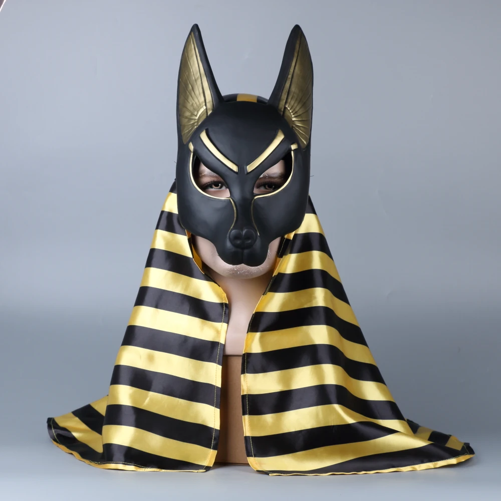 Egyptian Anubis Cosplay Face Mask PVC Canis spp Wolf Head Jackal Animal Masquerade Props Party Halloween Fancy Dress Ball (3)