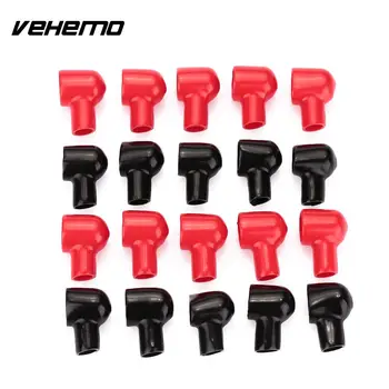 20 piezas-Botas de Terminal, cubiertas aislantes de batería, cubiertas de goma, redondas, negras y rojas 1