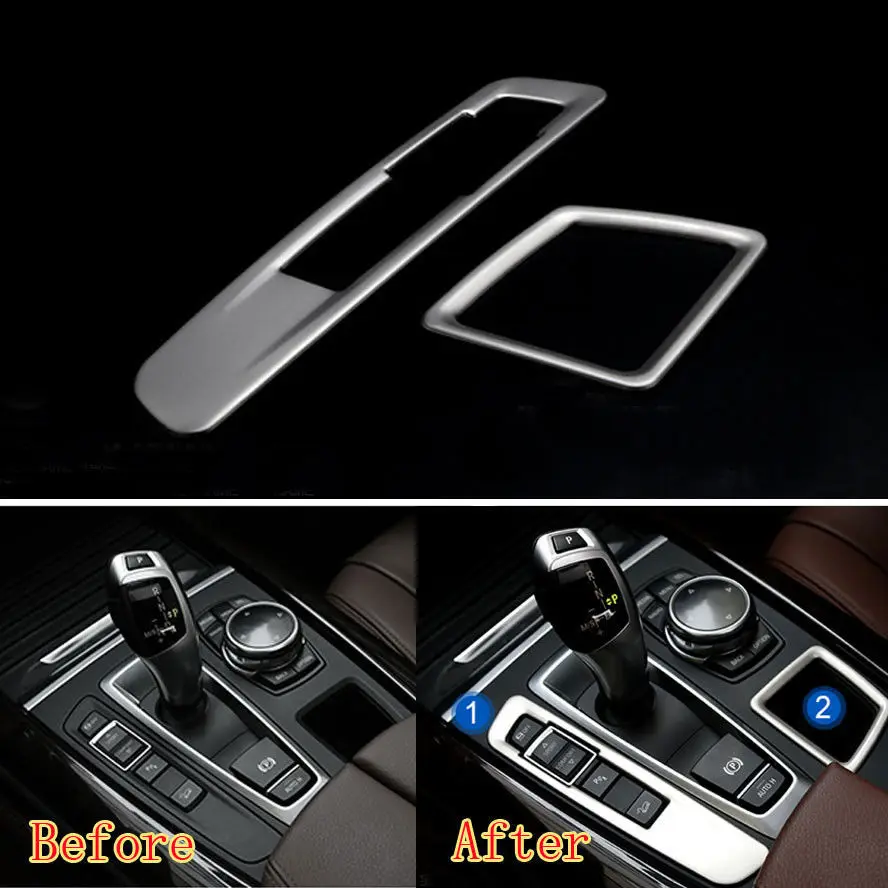 

2pcs Stainless Steel Car Gear shift Box Panel + Storage Box Cover Car styling For bmw X5 F15 X6 F16 2014-2015 Car accessories