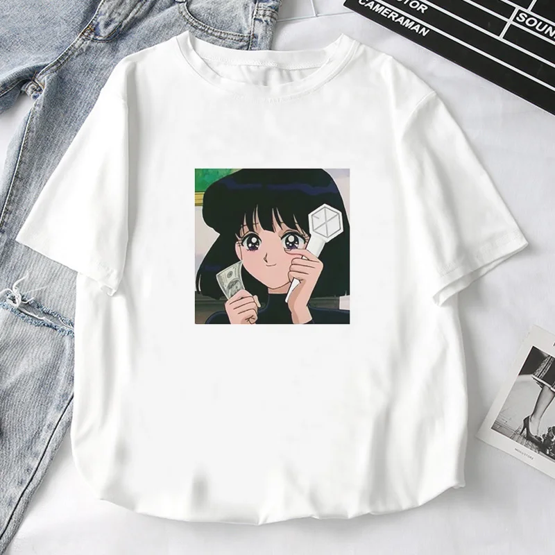 

New Grunge Aesthetic Womens T Shirts Tops Harajuku Kawaii Printed Womens Tshirts Casual Fashion Plus Size Shirts Womens Ulzzang