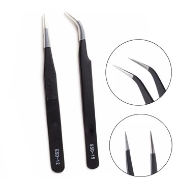 

1x Optional Black Straight or Curved Tweezers for Nail Art Rhinestones Picker DIY Gem Eyelash Extension Makeup Tools NJ247