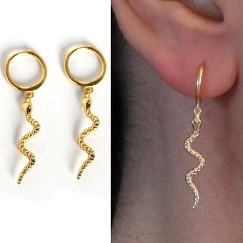 

Real 925 sterling Silver Snake Huggie Hoop Earrings Dainty earring for women