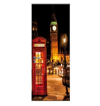 

Bell Tower Night Phone Booth Stickers 3D Bedroom Living Room Door Poster Mural PVC Self Adhesive Home Decor Decals