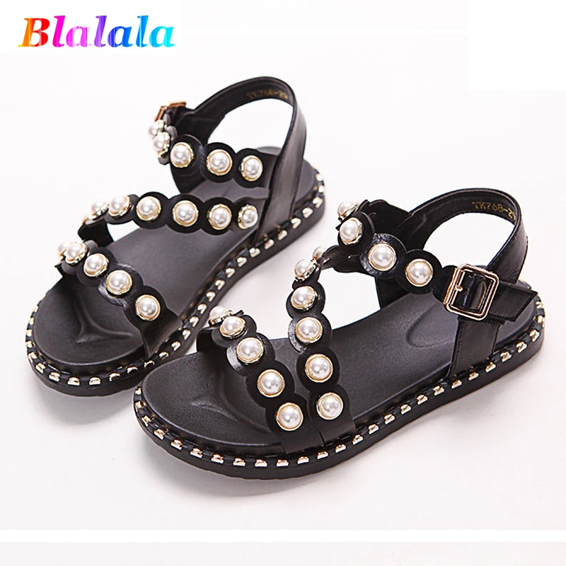 

Summer new fashion pearl rivet PU baby girls sandals kids quality beach shoes children Brand Designer sandals 16-22.5cm