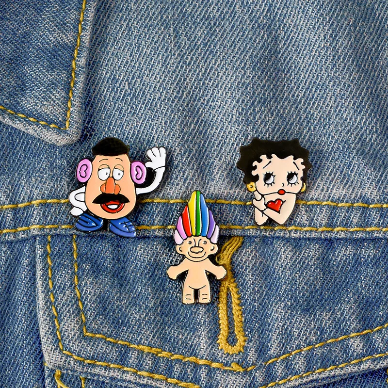 

2019 Betty Enamel Pins Badges Brooches Cartoon Comics Cute Super Star Lapel pin Denim Shirt Collar Fashion Feminist Jewelry Gift