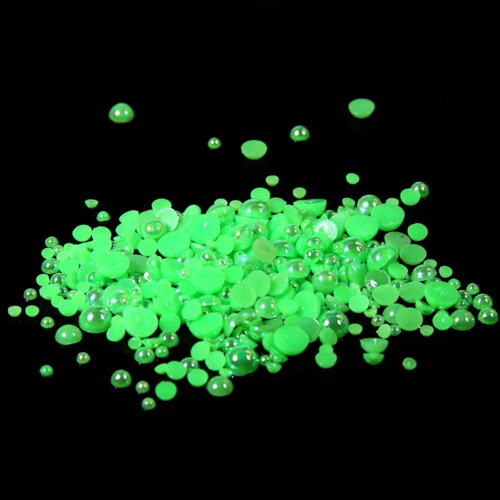

2mm,4mm,5mm,6mm,8mm,10mm,12mm Jelly Emerald AB Flat back ABS round Half Pearl beads, imitation plastic half pearl beads