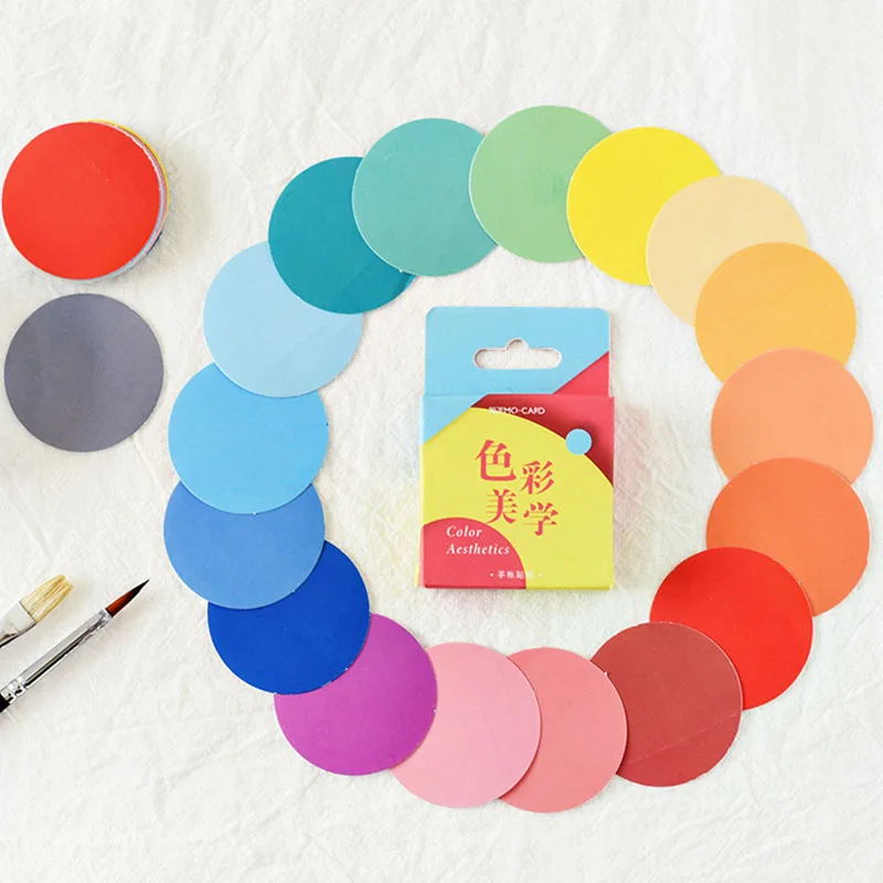 46pcs Color Aesthetics Sticker Colorful Round Label Decoration Diy