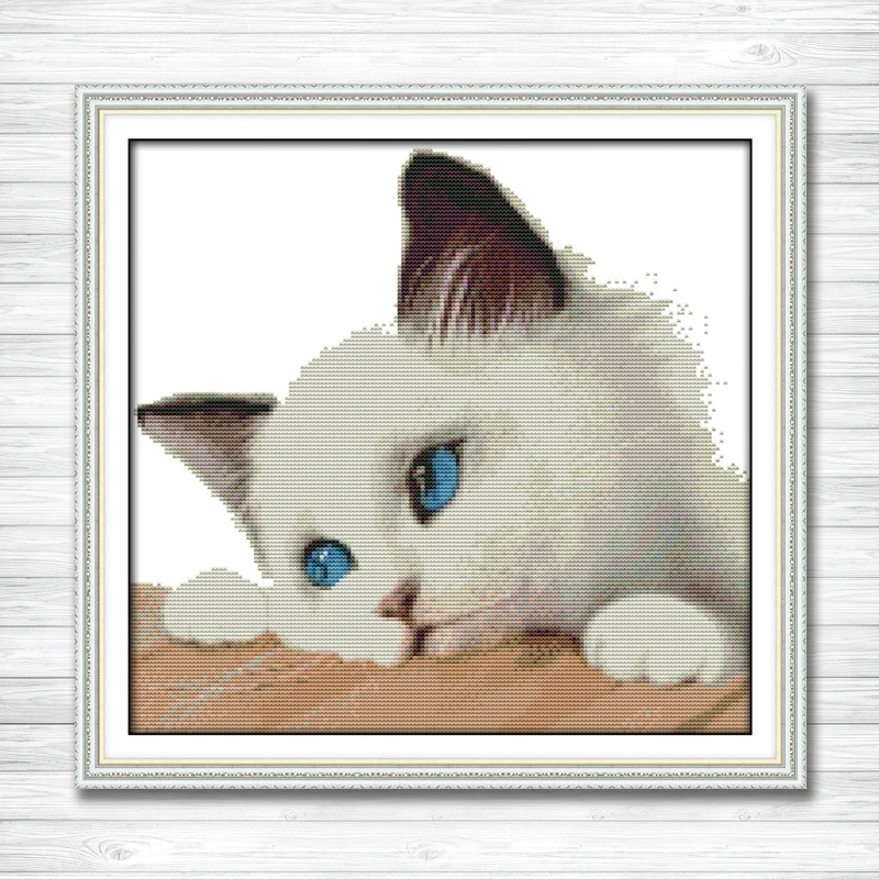 

Blue eye Cat Counted printed on canvas DMC 14CT 11CT Cross Stitch Needlework kits Embroidery Sets lovely animal Home wall Decor