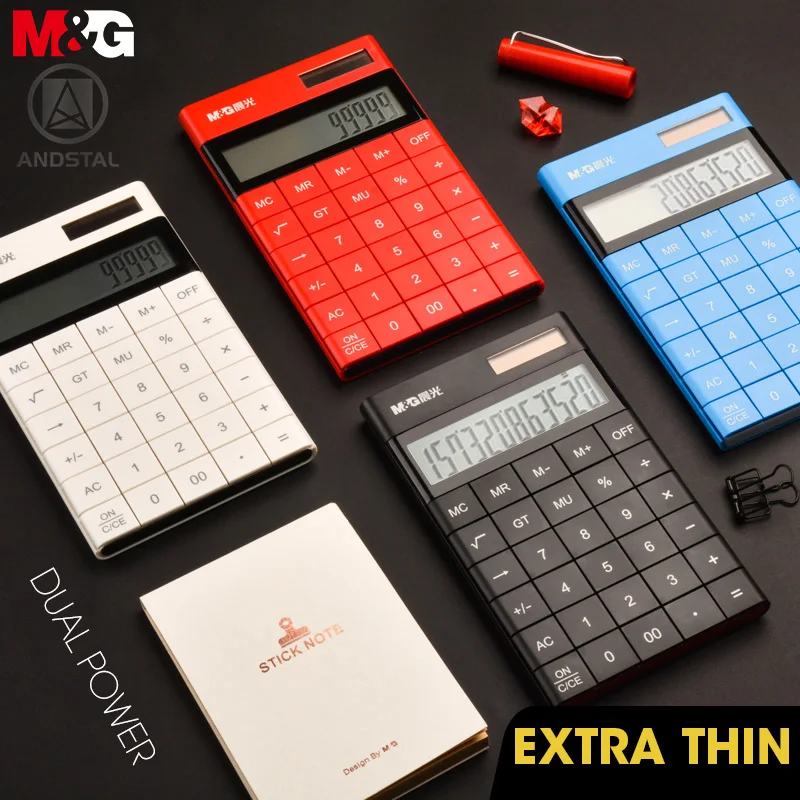 

Andstal Modern Tablet Design Dual Power M&G Color Calculator Cute Small Solar Calculator Calculater School Student 12 digits