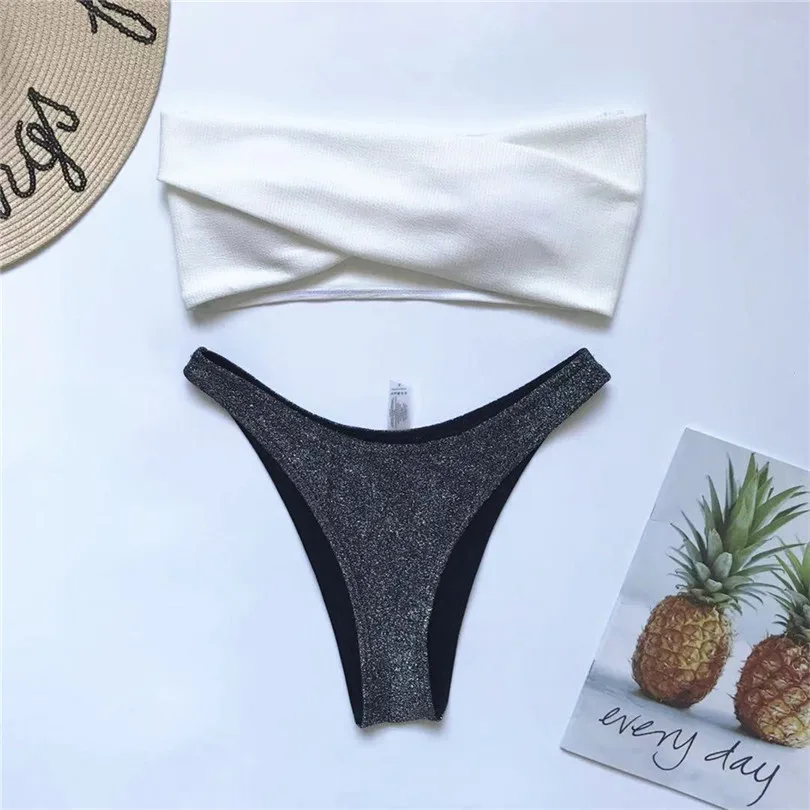 2019 Summer Beach Women Sexy Split Bikini Casual Swimsuit Swimming Bather Suit Flash Of Light Irregularity Bikini biquini #E05 (5)