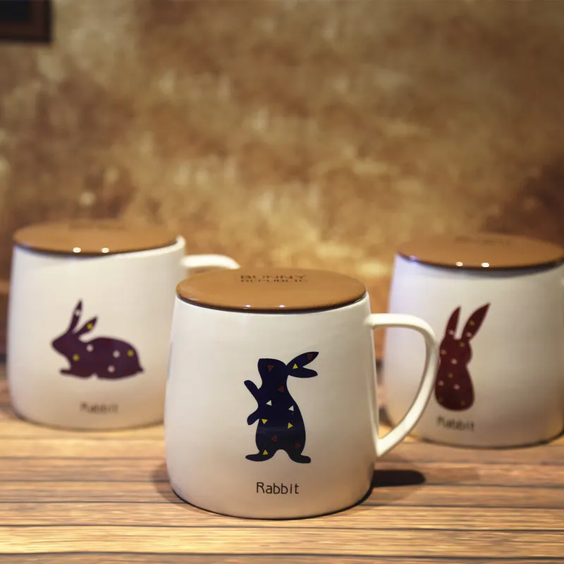 Logo Rabbit керамическая кружка с бумажной отделкой крышкой милые кружки для кофе