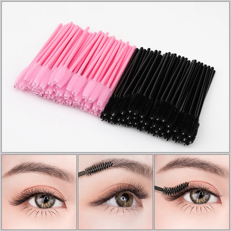 

efc beauty 50pcs/lot Colorful Handle Disposable Mascara Wands Applicator Lash Nylon Makeup Brushes Eyelash Extension