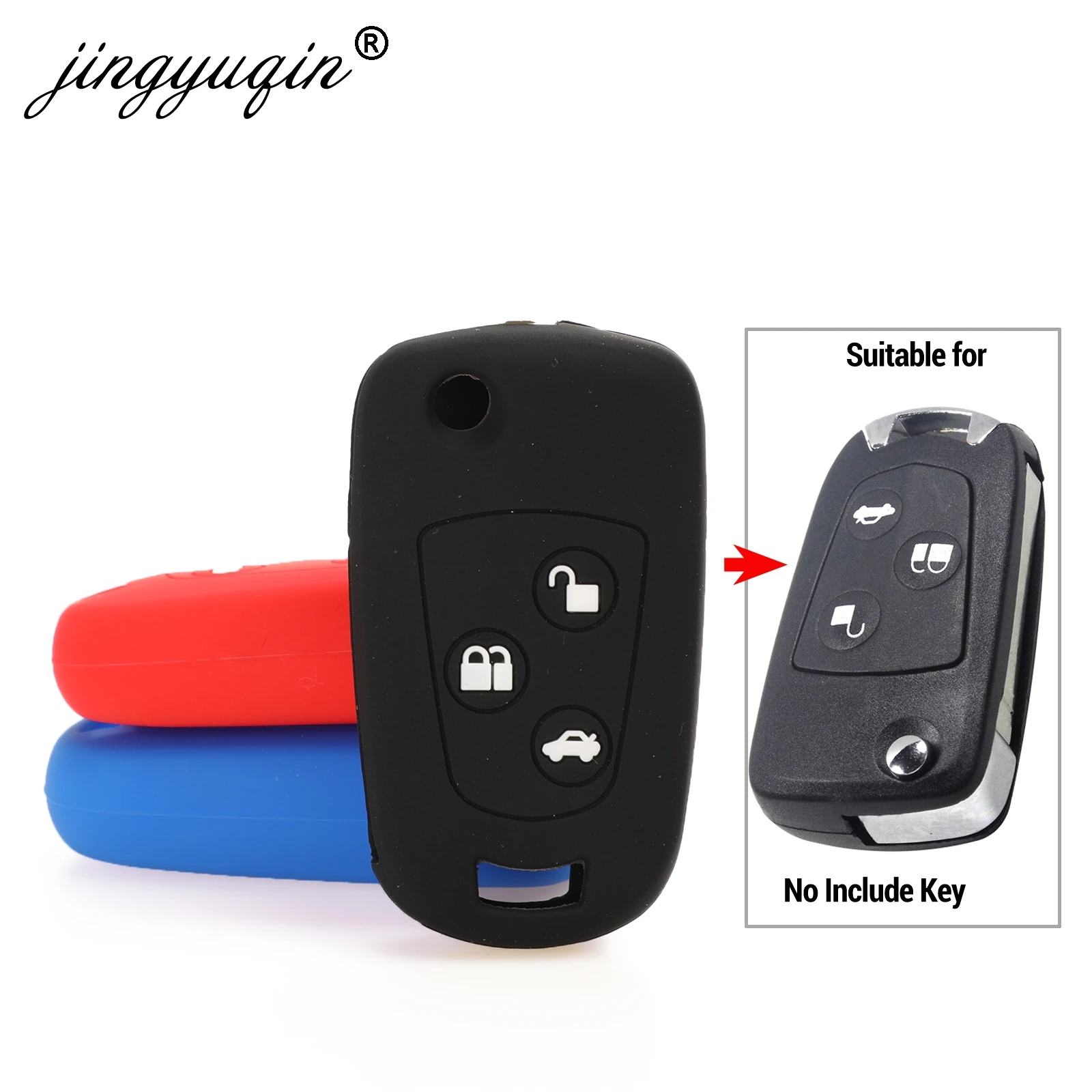 

jingyuqin Flip 3 Buttons Remote Key Fob Silicone Case For Ford Focus Mondeo Fiesta Modified Flip Key Cover