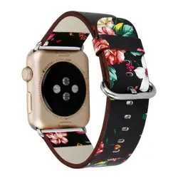 Кожаный ремешок с цветочным принтом для Apple Watch 4 band 44 мм/40 мм correa iwatch 4 3 2 1 42 мм/38 мм с цветочным принтом