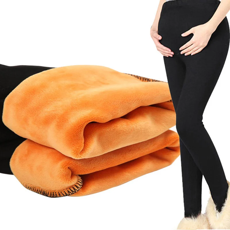 Женская одежда Одежда для беременных зимние леггинсы утолщенная поддежка живота с бархатными Брюки для беременных женщин теплые зимние брюки - Цвет: Black