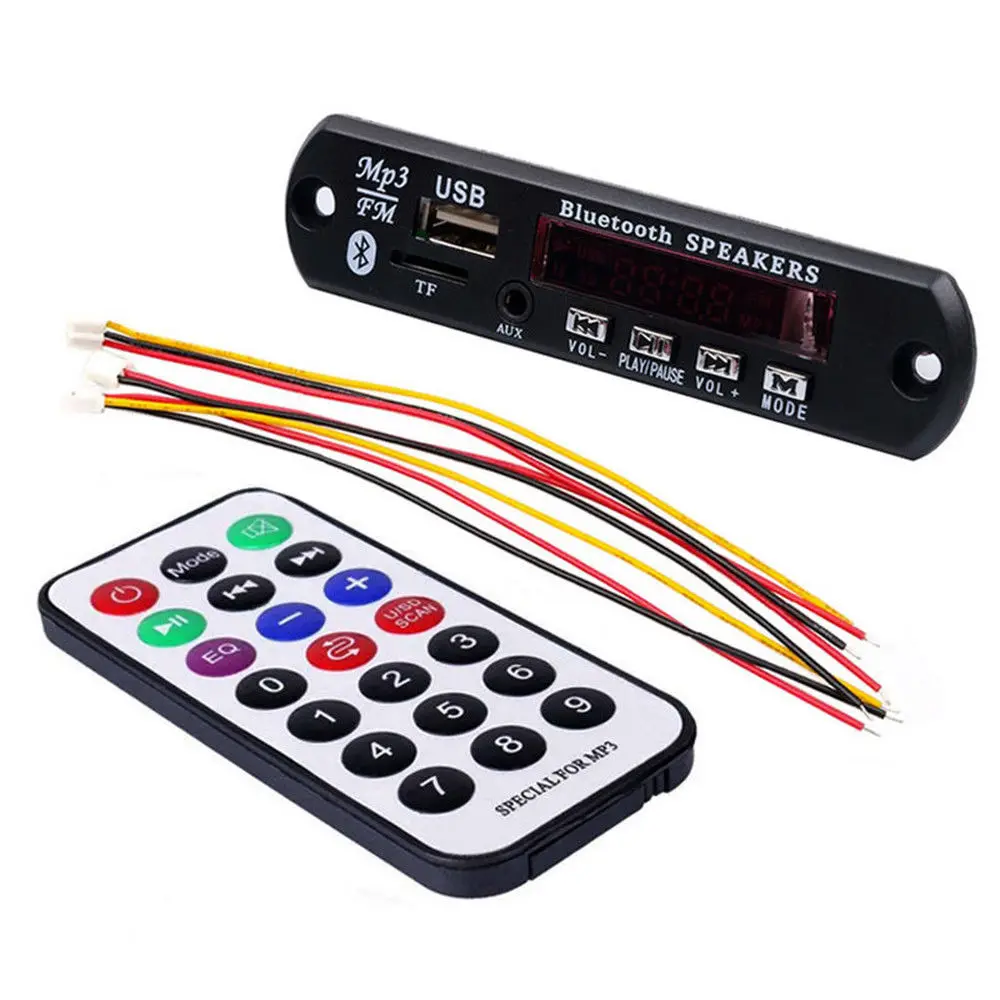 

7-12V Automobile Car Bluetooth MP3 WMA FM AUX Decoder Board Plate Audio Module TF SD Card USB Radio Car MP3 Speaker Accessories