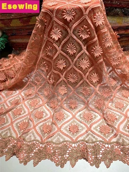 

Peach African Lace Fabrics 2019 High Quality Lace Nigerian Beads stones Tulle Lace Fabric Bride Milk Silk French Net Lace Fabric