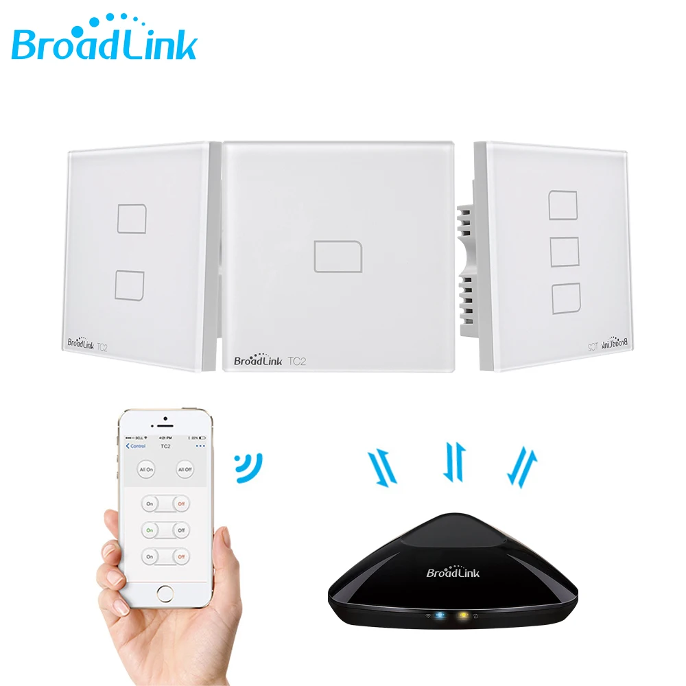 Broadlink TC2 1/2/3 UK Стандартный умный дом 433 МГц Wi-Fi/4G Дистанционное Управление через RM Pro настенный сенсорный светильник выключатель 1 способ