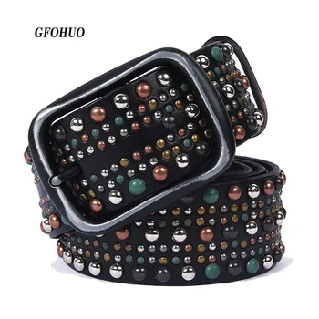 

Genuine Leather Belts Hip-hop Style Belt For men Women Punk Style Rivet Belt Cool Jeans Belts Unisex Quality Guarantee